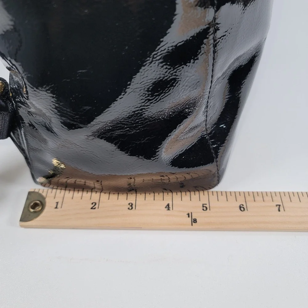 Eric Javits New York Black Patent Leather Backpack Gold Hardware NWT